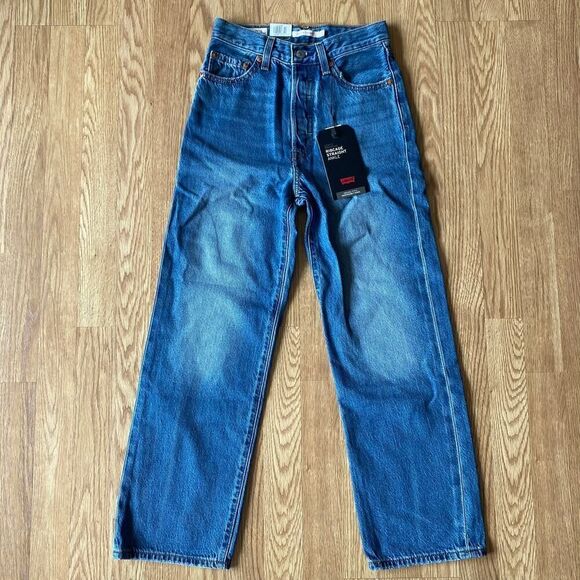 Levi's Ribcage Straight Ankle Jeans Blue 25x27 - Picture 1 of 12